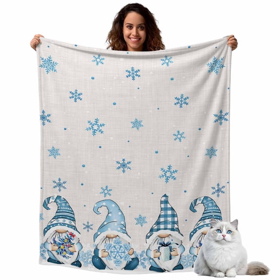 Christmas Snowflake Fleece Throw Blanket Lightweight Dwarf Elf Gift Fuzzy Flannel Throws Super Soft Cozy Flannel Blanket for Couch, Sofa, Bed, Travel 40"x50"