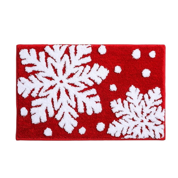 Christmas Snowflake Floor Mat 15.75×23.62in – Red Water-Absorbent Antislip Carpet for Bathroom, Entryway, Toilet & Holiday Decor