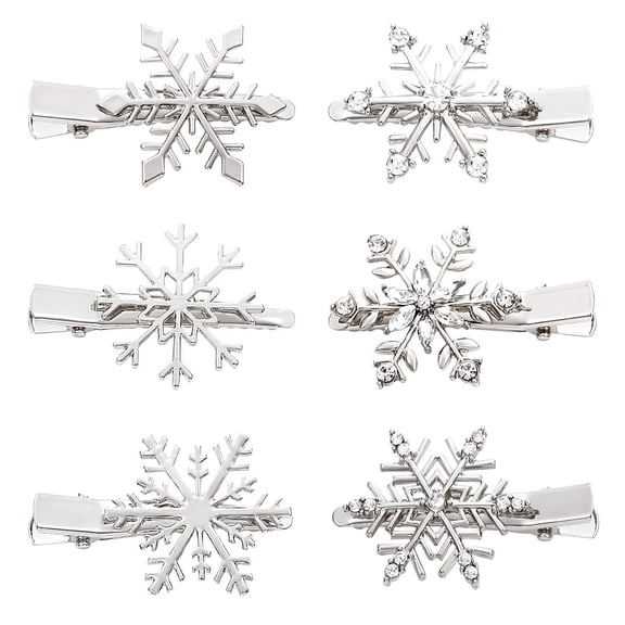 Christmas Snowflake Hair Clips Clear Crystal Rhinestone Snowflake Hair Barrettes Sparkly Winter Xmas Hairpins Metal Headpiece Hair Accessories for Women Girls (gold)