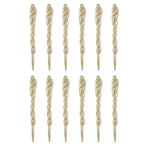 Christmas Snowflake Icicle Decorations 12PCS Gold Color Snowflake Icicles Ornaments Set Acrylic Christma Ornament for Christmas Tree Outdoor Party