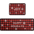 thumbnail image 1 of Christmas Snowflake Kitchen Rug Set,Buffalo Plaid Xmas Winter Happy Holiday Joy Runner Rugs with Rubber Backing,Throw Rugs Washable for Kitchen Sink,Laundry Room,Standing Desk,Red, 1 of 7