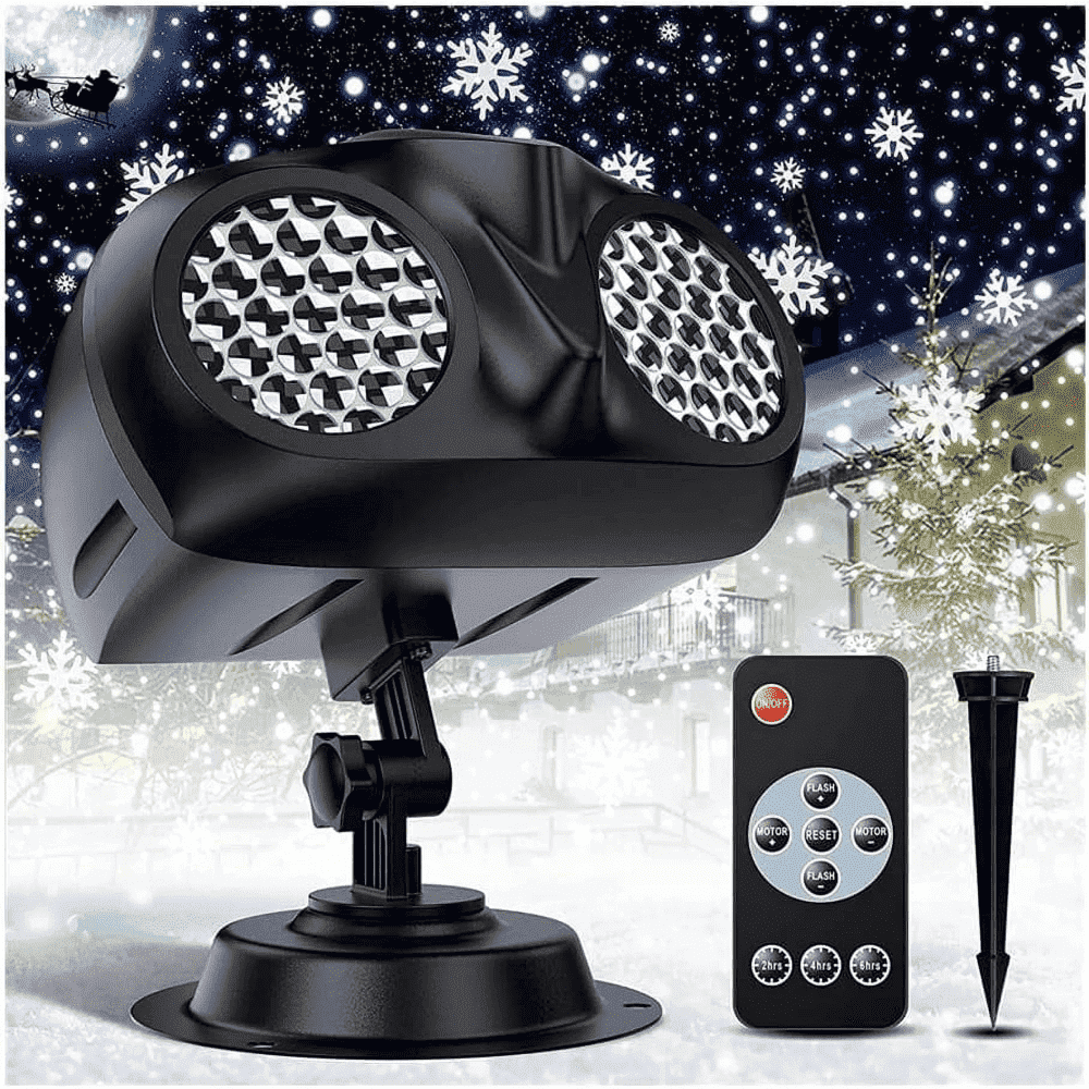 Christmas Snowflake Light Projector Remote Control Timer Waterproof LED Snowfall Landscape Light for Xmas Holiday Party