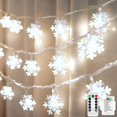 thumbnail image 1 of Christmas Snowflake Lights, 20ft 40LED 8 Modes & Timer Battery Operated Fairy Lights for Indoor/Outdoor Holiday Party Decorations (White), 1 of 14