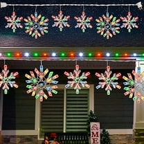 Christmas Snowflake Lights Outdoor,100 Count 8.5FT Connectable Waterproof Christmas Icicle Lights with 6 Drops Plug in for Indoor Xmas Yard Home Decorations (Multi-Colored)