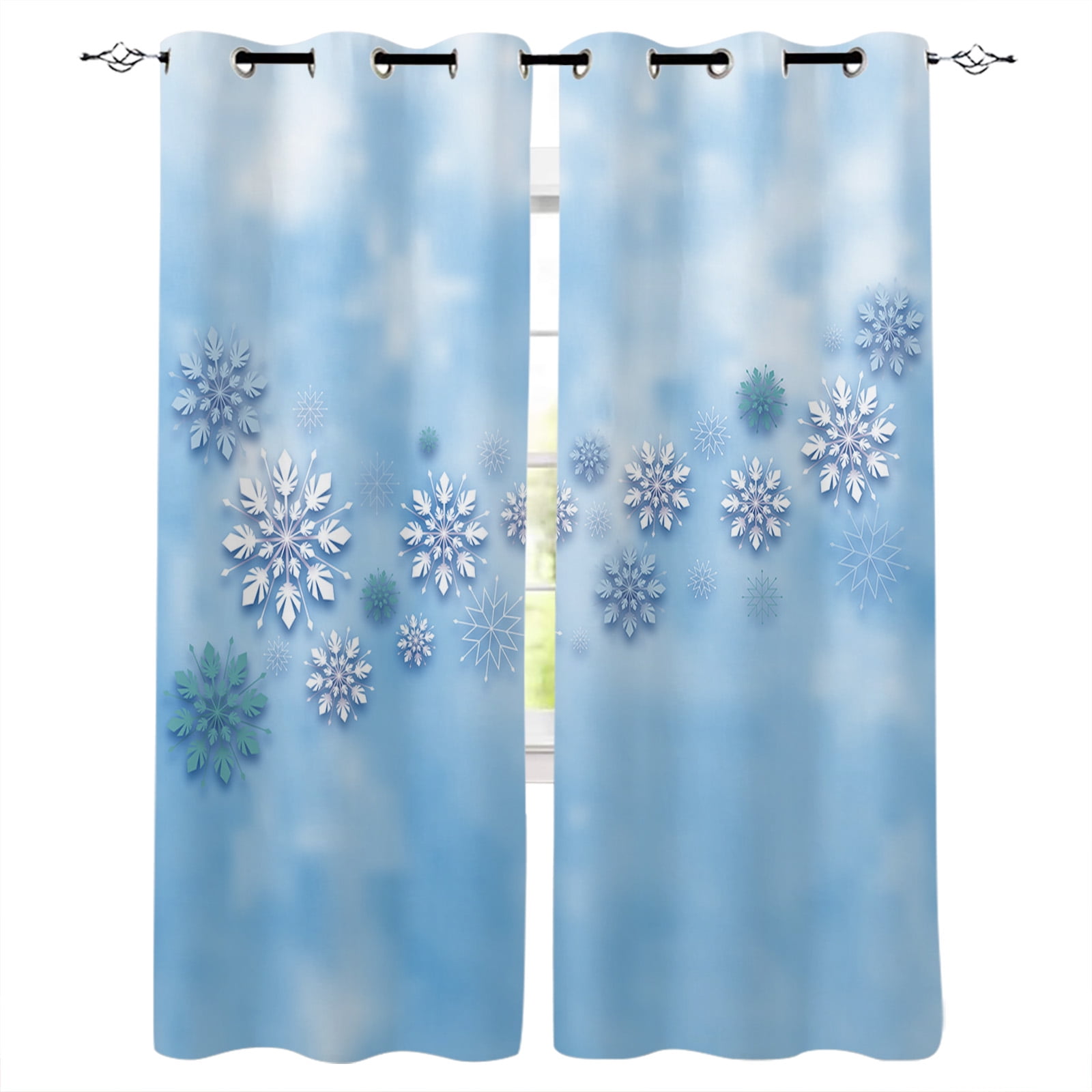 Christmas Snowflake Luxury European Curtains for Living Room Festival