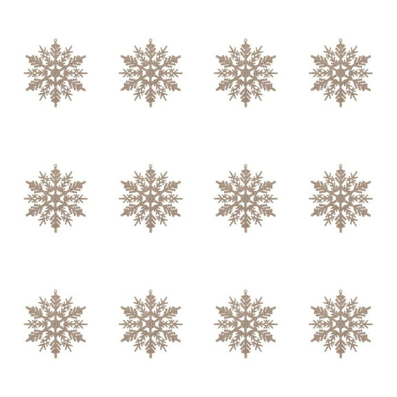 Christmas Snowflake Ornaments, 12 Pack Plastic Hollow Snowflake Pendants for Christmas Tree Decorations and Holiday Home Festive Decor