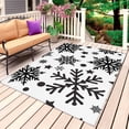 thumbnail image 1 of Christmas Snowflake Outdoor Rug 6x9 Ft, Non Slip Washable Area Rug, Winter Xmas Simple Black White Patio Rugs Carpet Runner, Large Floor Mat for Indoor/Outdoor Deck Porch Camping, 1 of 8