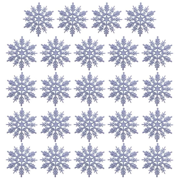 Christmas Snowflake Pendant 24pcs/set Glitter Plastic Hanging Pendant Ornament for Xmas Tree Window Wall Decoration