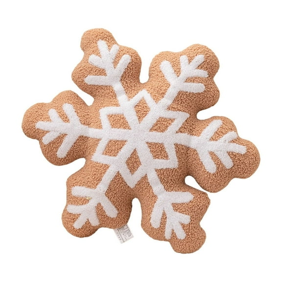 Christmas Snowflake Pillow Cushion - Short Plush Velvet Fabric, Microfiber Filling, Holiday Cushion for Living Room Decor, Machine Washable Cold Water