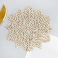 thumbnail image 1 of Christmas Snowflake Place Mats Gold Metallic Festive Vinyl Table Mat Washable for Holiday Dinner Table Top Doilies Decorations Hollow Out Non-Slip for Decor Wedding, 1 of 7
