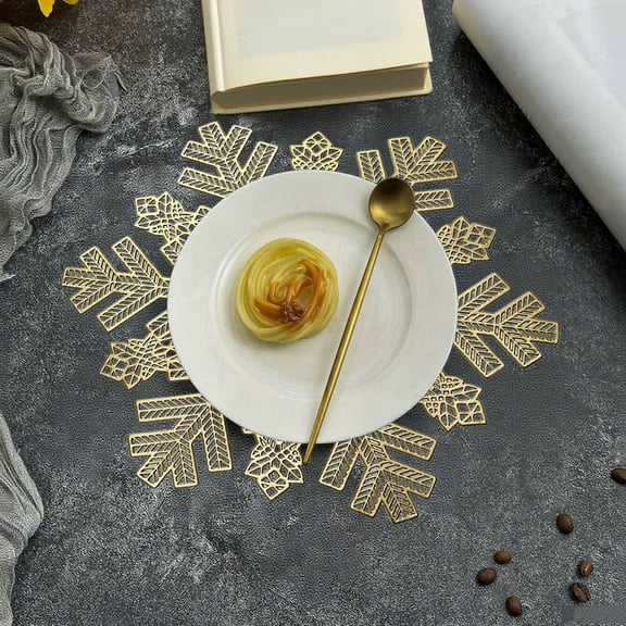 Christmas Snowflake Placemats, Heat Insulation Snowflake Placemats, Washable, Wipeable Stain-resistant, Heat-resistant, Table Placemats, Suitable For Wedding Party Holiday Decorations