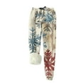 thumbnail image 1 of Christmas Snowflake Print Pajama Pants for Women Festive Holiday Sleepwear with Fleece Cuffs, Red, Size S-XXL, 1 of 4