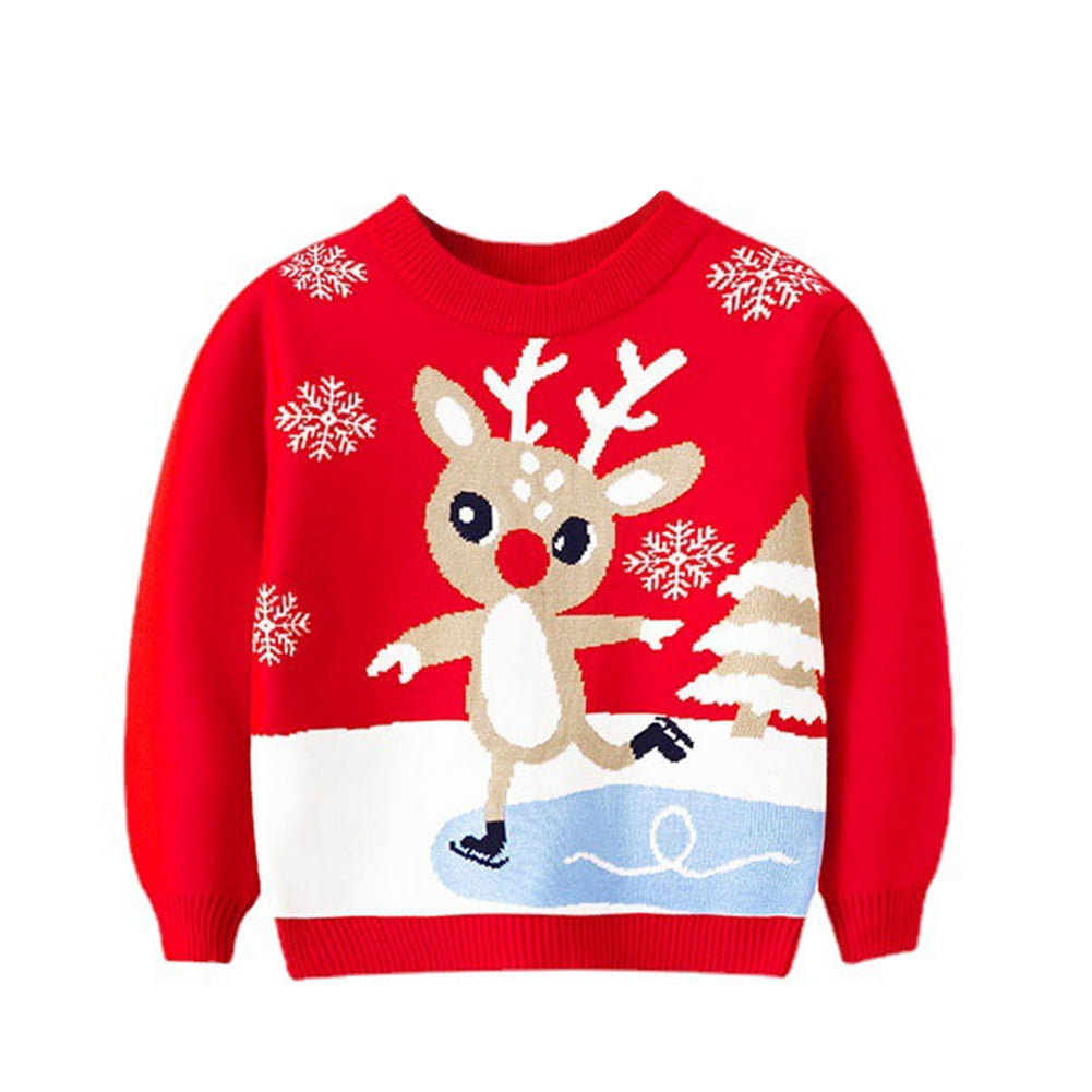 Christmas Snowflake Printed Sweater for Baby Boys Girls, Long Sleeve