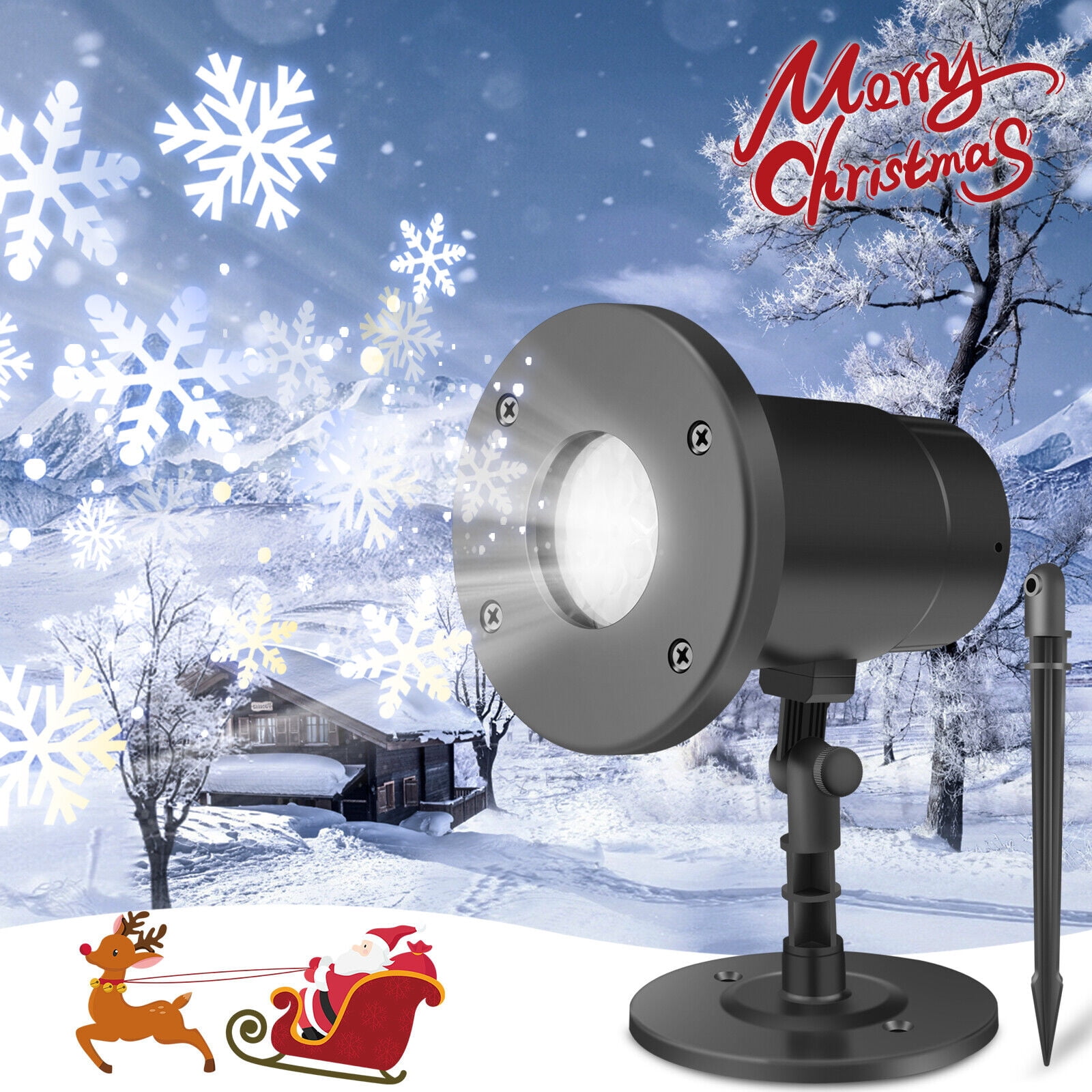 Christmas Snowflake Projector Lights Outdoor,Double Head Snowfall Led Lights Waterproof,Landscape Decorative Lighting Projection Lamp For Xmas Holiday Wedding Indoor Garden Patio - View #5