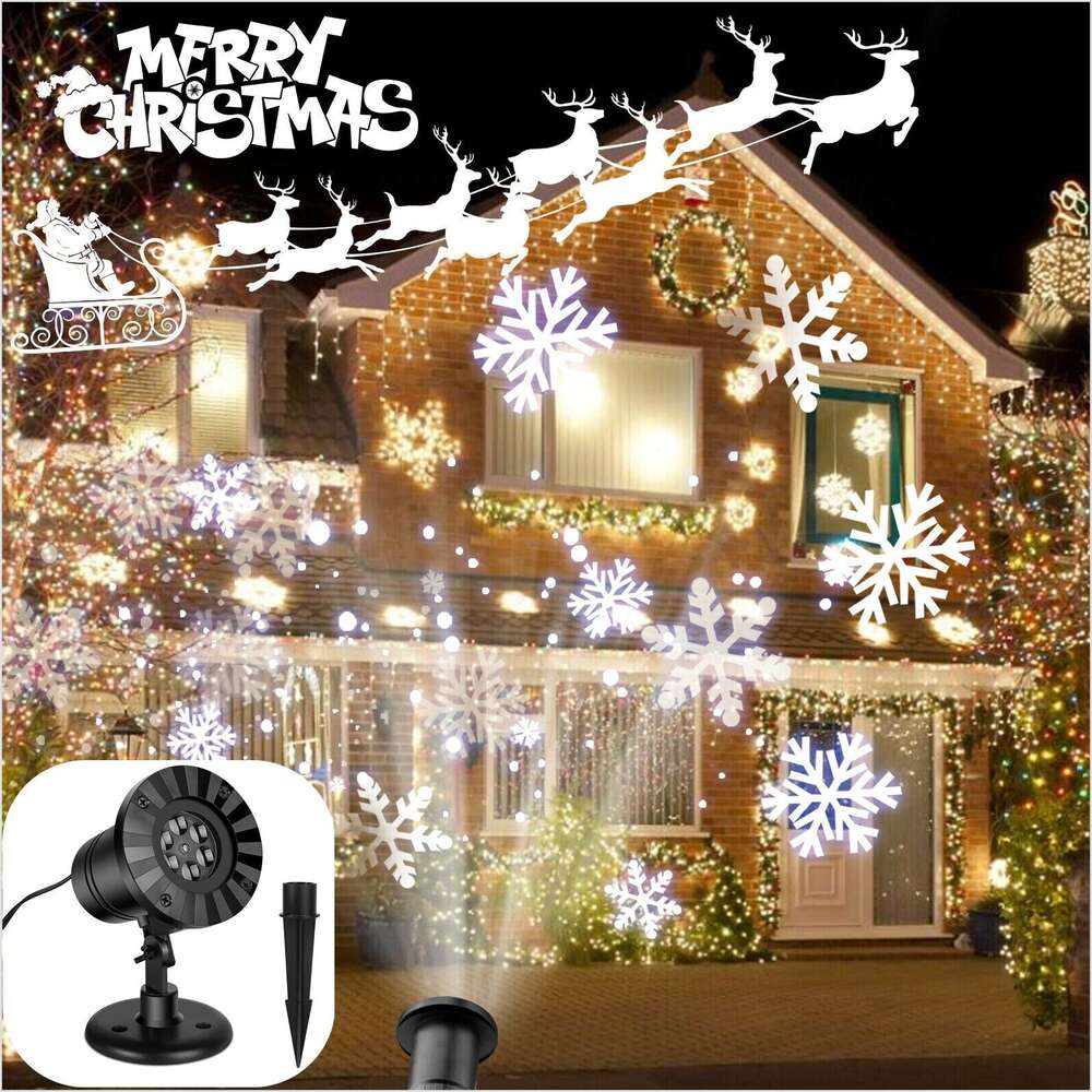 Christmas Snowflake Projector Lights LED Laser Outdoor Lamp Xmas Gift