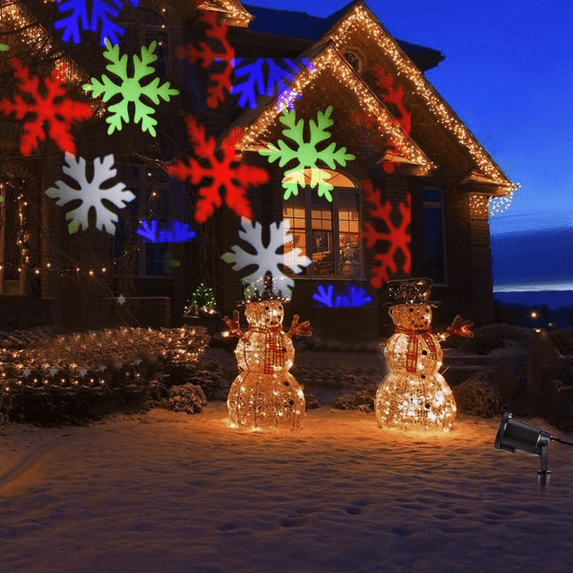 Christmas Snowflake Projector Lights Outdoor, Led Snowfall Show Lights Waterproof Landscape Decorative Christmas Lights Lighting for Xmas Holiday Party Garden Patio Indoor Home Decoration