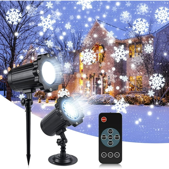 Christmas Snowflake Projector Lights with Remote ,Outdoor Christmas Projector Lights Waterproof Adjustable Decorative Lighting for Xmas Halloween Holiday Birthday Wedding Party