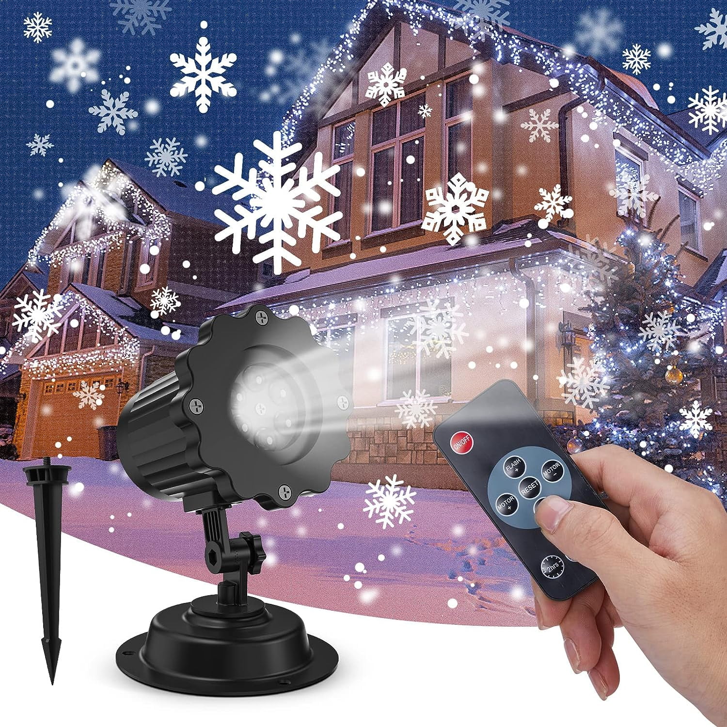 Christmas Snowflake Projector Lights, Rotating LED Snowfall Projector