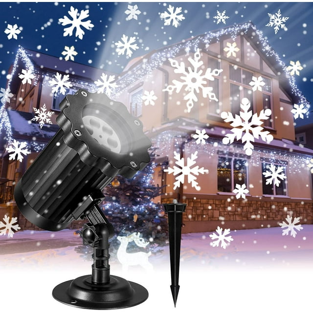 Christmas Snowflake Projector Lights, Waterproof LED Snowfall Spotlight Projector with Remote Control, Upgrade Rotating LED Snowfall Projection Lamp for Halloween Xmas Party Holiday Home Garden