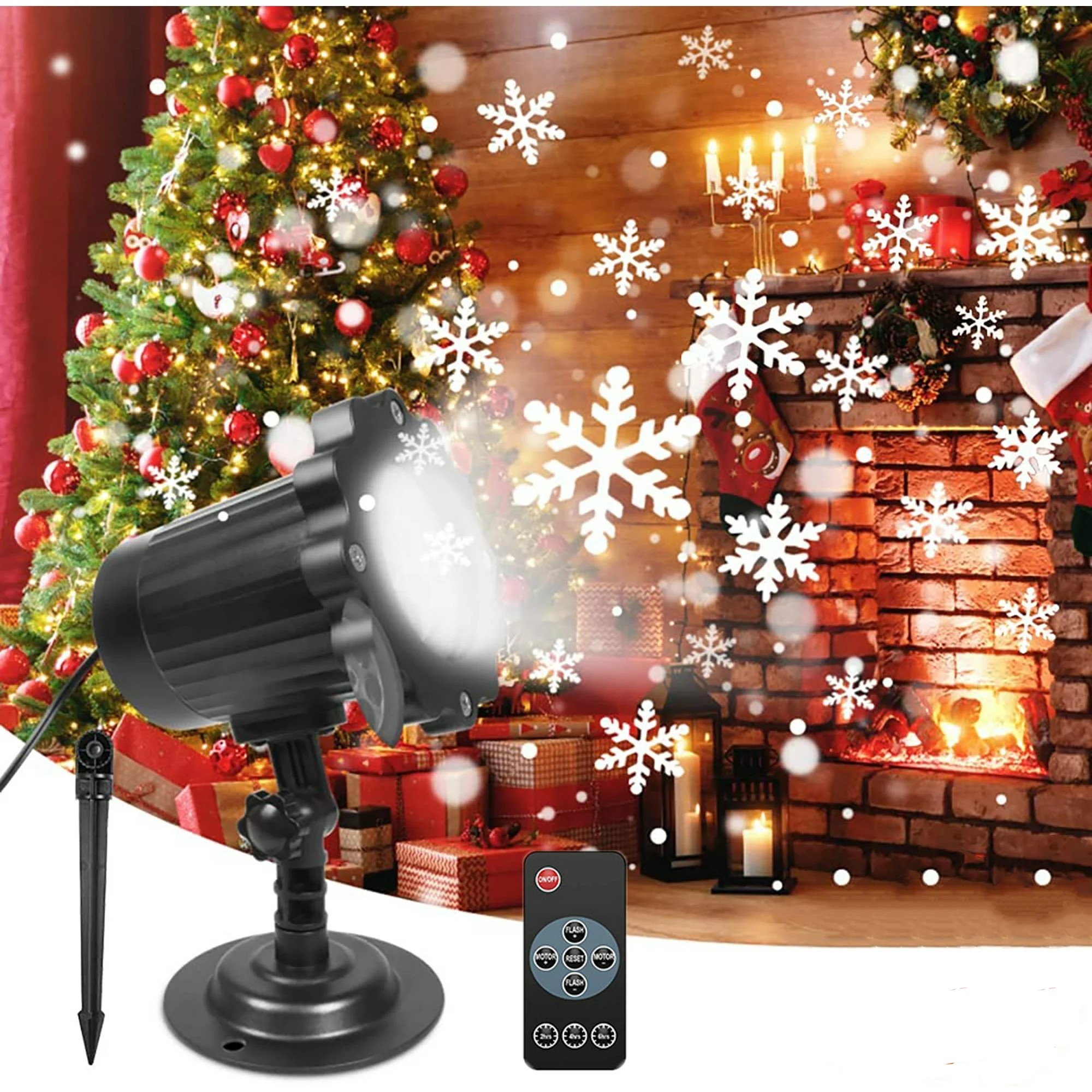 Christmas Snowflake Projector Lights, Waterproof Snowfall LED Projector