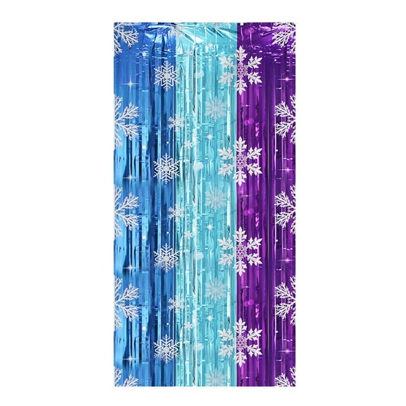 Christmas Snowflake Rain Curtain – 2PCS Blue Tassel Backdrop for Winter Wonderland Party, Birthday, Holiday Wall & Door Decoration