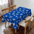 thumbnail image 1 of Christmas Snowflake Rectangle Tablecloth White Snowflakes Dark Blue Winter Table Cloth Dining Table Cover for Home Kitchen Restaurant Party Buffet Picnic 60 x 84 Inch, 1 of 7