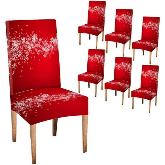 Christmas Snowflake Red Dining Room Chair Covers Slipcovers Set of 6 Stretch Parson Chair Slipcover Removable Washable Chair Protector for Home/Restaurant/Banquet