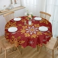 thumbnail image 1 of Christmas Snowflake Red Round Tablecloth Wedding Hotel Table Cover Holiday Dining Table Waterproof Tablecloth, 1 of 7