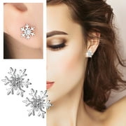 YIWULA Christmas Snowflake Rhinestone Earrings Thin Dangle Snowflake Elegant Rhinestone Earrings Wedding Women Accessories Jewelry Snowflake Earrings For Women