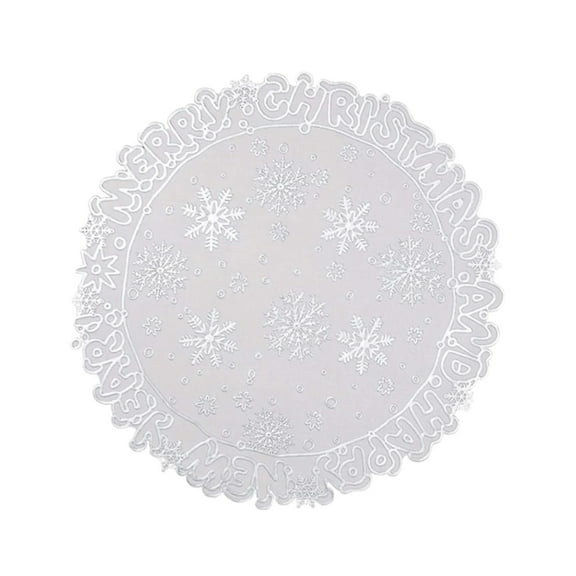 Christmas Snowflake Round PVC Table Mat Waterproof Scald-Resistant Holiday Decor for Festive Dining and Celebrations