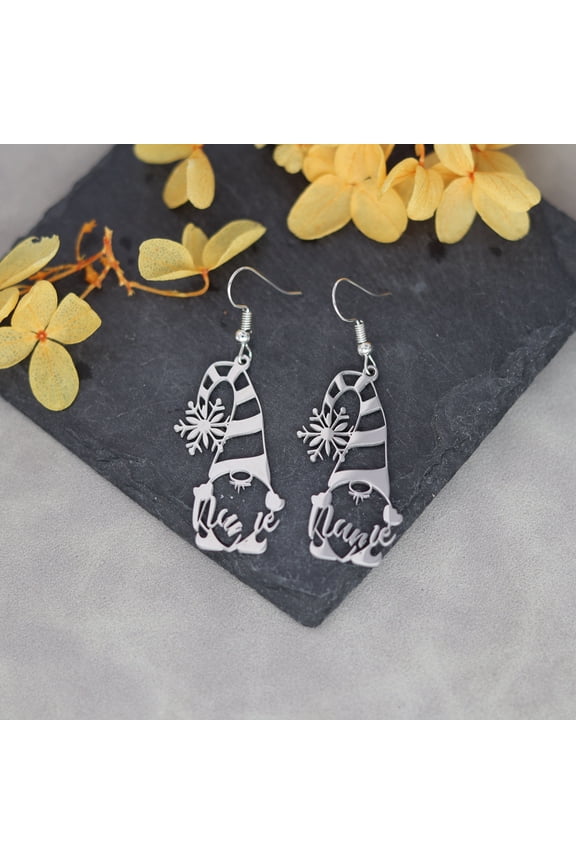 Christmas Snowflake Santa Claus Personalized Customized Name Drop Dangle Piercing Earrings Jewelry New Year Party Gifts