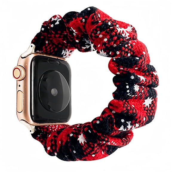 Christmas Snowflake Scrunchie Elastics Loop Watch Band Strap Compatible with Apple Watch Band 38/40/41mm 44mm/45mm/49mm (Ultra) Series 9 8 7 6 SE for Girls Women