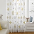 thumbnail image 1 of Christmas Snowflake Semi Sheer Curtains Drapes for Living Room, Bedroom, French Doors Window 54 Inches Long, Yellow White Xmas Winter Snowflake Rod Pocket Chiffon Curtain Drapery Voile Drape Panel, 1 of 6