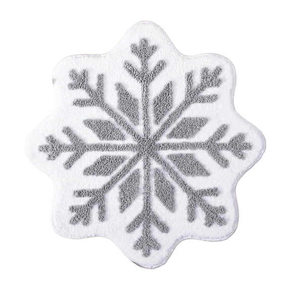 Christmas Snowflake Shaped Rug – 15.75in Polyester Floor Mat – Soft Decorative Doormat for Living Room, Kitchen, Bathroom, Entryway or Holiday Gift