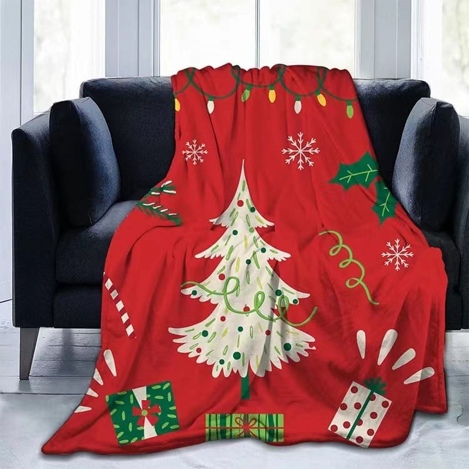 Christmas Snowflake Sherpa Flannel Throw Blankets Thick Reversible