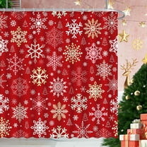 Christmas Snowflake Shower Curtain, 66x72in Winter Merry Christmas Snow Xmas Tree Shower Curtains, Polyester Cloth Fabric Bath Curtain with 12 Hooks for Home Holiday Bathroom Decor
