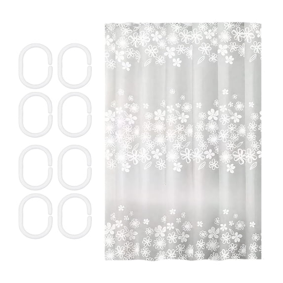 Christmas Snowflake Shower Curtain Plastic Bathroom Curtain Door Curtain with 8 Hooks Festive Shower Curtain