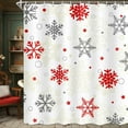 thumbnail image 1 of Christmas Snowflake Shower Curtain, Winter Snowflakes Holiday Red Grey Shower Curtains for Bathroom, Xmas Decor Durable Fabric Set with Hooks, 72X72in, 1 of 5