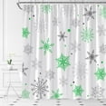 thumbnail image 1 of Christmas Snowflake Shower Curtain Winter Snowy Green Gray Merry Christmas Holidy Fabric Bathroom Curtain Set with Hooks(70" WX70 H), 1 of 4