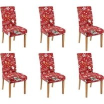 Christmas Snowflake Snowman Dining Chair Cover Set of 6, Merry Xmas Winter Holiday Decor Parsons Chair Slipcovers, Santa Decorations Kitchen Chair Seat Cover Protectors (Red,6 Pack)