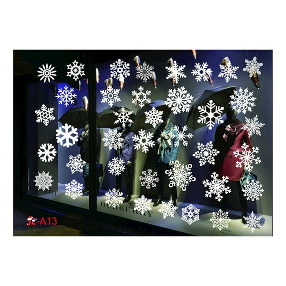 Christmas Snowflake Stickers Glass Window Casement Clings Xmas Reindeer Decals Decorations For New Year Christmas Decortion