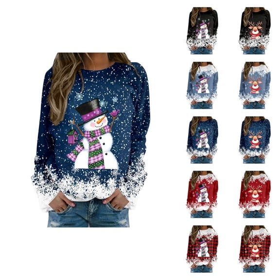 Christmas Snowflake Sweatshirts for Women 2025 Long Sleeve Crewneck Xmas Cute Graphic Sweatshirt Pullover Tops