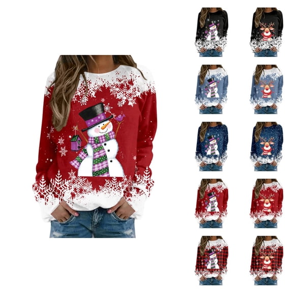 Christmas Snowflake Sweatshirts for Women 2025 Long Sleeve Crewneck Xmas Cute Graphic Sweatshirt Pullover Tops
