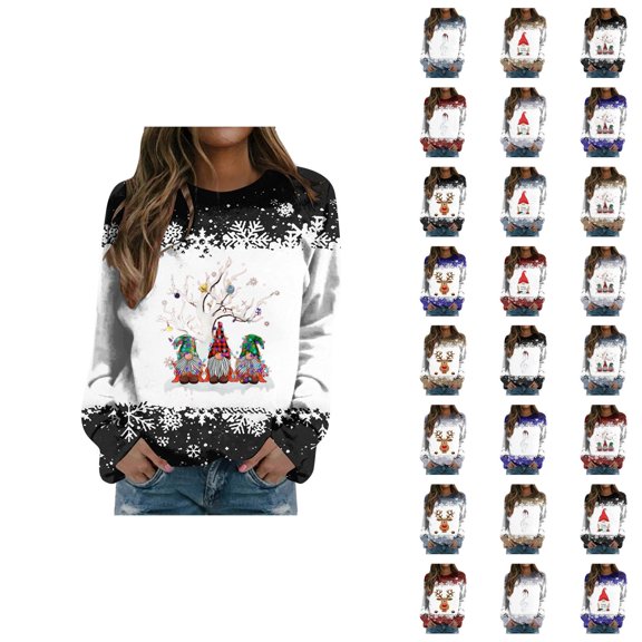 Christmas Snowflake Sweatshirts for Women 2025 Long Sleeve Crewneck Xmas Holiday Graphic Sweatshirt Pullover Tops