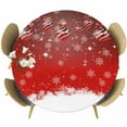 thumbnail image 1 of Christmas Snowflake Table Cloth, Round Fitted Tablecloths with Elastic Edge, Winter Modern Xmas Balls Red Wipeable Waterproof Table Cover for Kitchen Wedding 36-44 Inches, 1 of 4