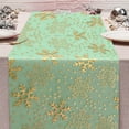 thumbnail image 1 of Christmas Snowflake Table Runner – 108 x 11 Inch Hot Gold Foil Nylon Fabric Table Flag for Holiday Dining, Party & Festive Home Decoration, 1 of 5