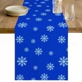 thumbnail image 1 of Christmas Snowflake Table Runner 72 Inches Long Farmhouse Dress Scarves, Blue Xmas Winter Holiday Minimalist Dining Tablerunner for Coffee Table/Kitchen Island/Party Décor, 13" x 72", 1 of 8