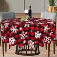 thumbnail image 1 of Christmas Snowflake Tablecloth 60 inch Round, Durable Table Cover for Kitchen Dining Room, Holiday Tablecloth for Party Dinner, 1 of 5