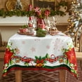 thumbnail image 1 of Christmas Snowflake Tablecloth Rectangle Table Cover Christmas Decoration Table Linen Perfect for Festivet Party Kitchen Dinner TableTopper,60" x 84" (6-8 Seats), 1 of 6