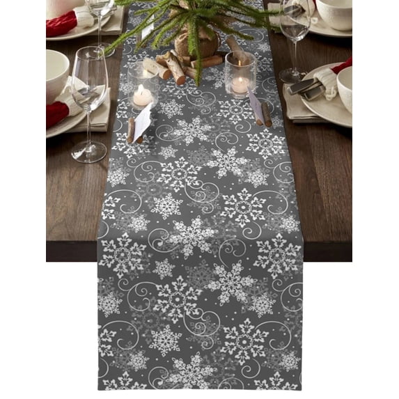 Christmas Snowflake Texture Red Table Runner Christmas Table Decor Table Runner Cotton Linen Wedding Decor Tablecloth